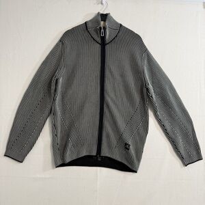 Paul Smith Men's Ribbed Full Zip Crew Knit Black Cotton Blend Size Medium *Flaw